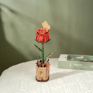RoboTime 3D drevené puzzle Červená ruža