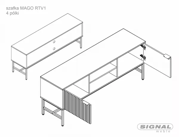 Signal TV stolek Mago dub přírodní/černý mat