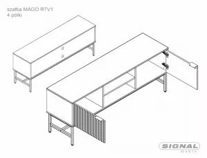 Signal TV stolek Mago dub přírodní/černý mat