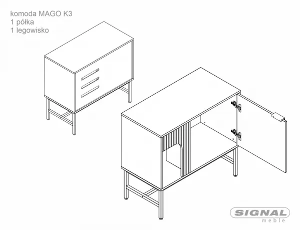 Signal Komoda Mago 75 cm dub přírodní/černý mat