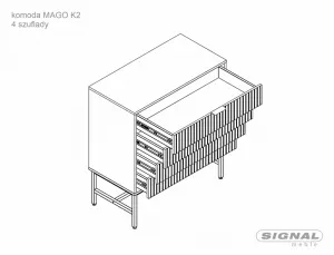 Signal Komoda Mago 80 cm dub přírodní/černý mat