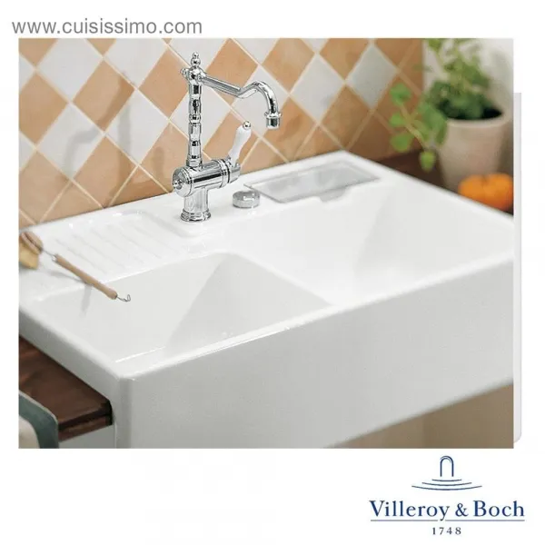 VILLEROY & BOCH VILLEROY & BOCH - Keramický drez Double-bowl sink Stone white modulový 895 x 630 x 220 bez excentra 632391RW