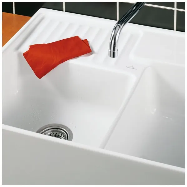 VILLEROY & BOCH VILLEROY & BOCH - Keramický drez Double-bowl sink Stone white modulový 895 x 630 x 220 bez excentra 632391RW
