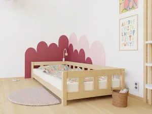 Benlemi Jednolôžková posteľ PLOTTY so zábranou Zvoľte farbu: Nelakovaná, Zvoľte rozmer: 80x200 cm, Zvoľte zábranu: S otvoreným vstupom