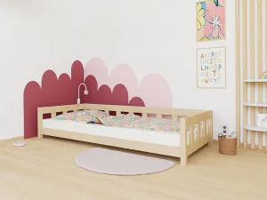 Benlemi Jednolôžková posteľ PLOTTY so zábranou 90x200 cm + matrac WAVE Zvoľte farbu: Nelakovaná, Zvoľte zábranu: S jednou zábranou