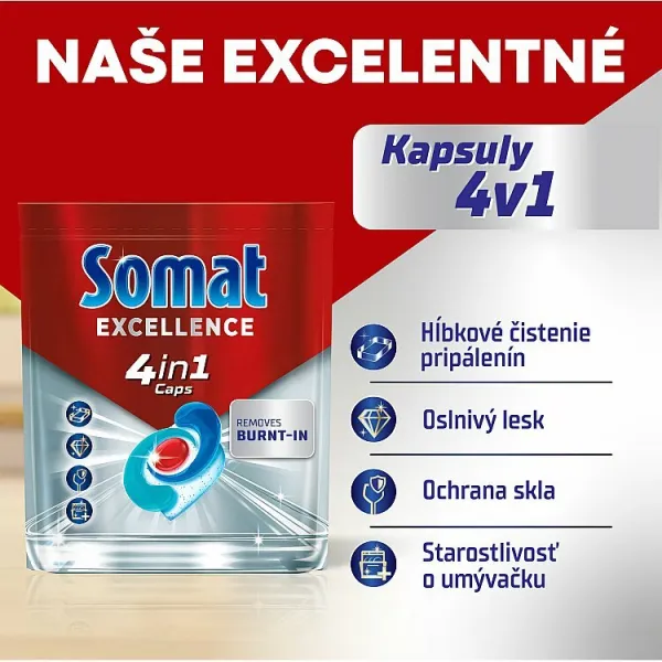 Somat Excellence 4in1 kapsuly do umývačky riadu 75 ks 1425 g