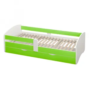Posteľ s roštom a úložným priestorom 80x160, biela/zelená, COCOLINO