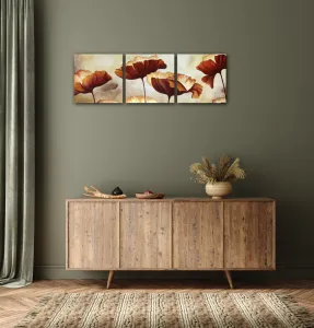Impresi Obraz Malované kvety - 90 x 30 cm (3 dielny)
