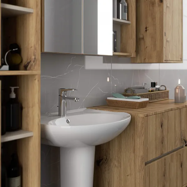 Ak furniture Závěsná koupelnová skříňka VAMI 35 cm dub artisan/kašmírová
