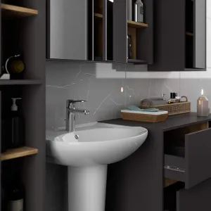 Ak furniture Závěsná koupelnová skříňka VAMI 35 cm šedý grafit/dub artisan