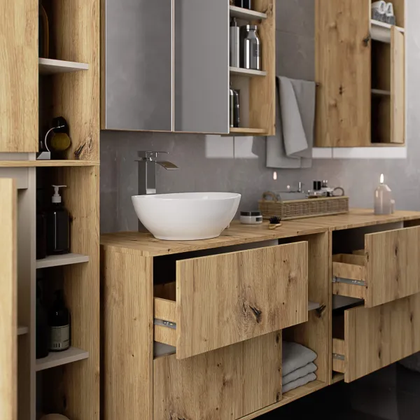 Ak furniture Závěsná koupelnová skříňka VAMI 35 cm dub artisan/kašmírová
