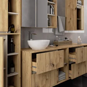 Ak furniture Závěsná koupelnová skříňka VAMI 35 cm dub artisan/kašmírová