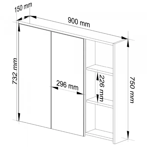 Ak furniture Závěsná koupelnová skříňka se zrcadlem VAMI 90 cm dub artisan/šedý grafit
