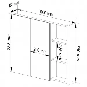 Ak furniture Závěsná koupelnová skříňka se zrcadlem VAMI 90 cm dub artisan/šedý grafit