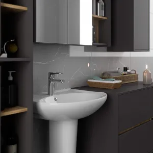 Ak furniture Závěsná koupelnová skříňka VAMI 35 cm šedý grafit/dub artisan