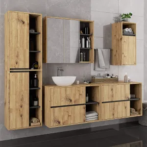 Ak furniture Závěsná koupelnová skříňka VAMI 35 cm dub artisan/šedý grafit