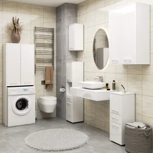 Ak furniture Koupelnová skříňka nad pračku Fin 180 cm 2D lesklá bílá