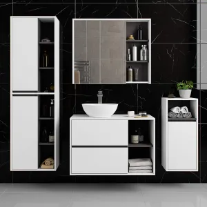 Ak furniture Závěsná koupelnová skříňka VAMI 35 cm bílá/šedý grafit