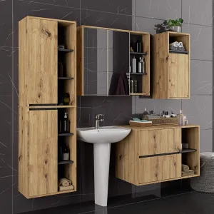 Ak furniture Závěsná koupelnová skříňka VAMI 35 cm dub artisan/šedý grafit