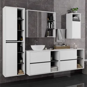 Ak furniture Závěsná koupelnová skříňka VAMI 35 cm bílá/šedý grafit
