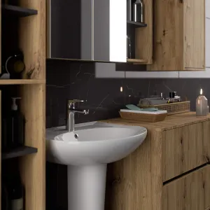 Ak furniture Závěsná koupelnová skříňka VAMI 35 cm dub artisan/šedý grafit
