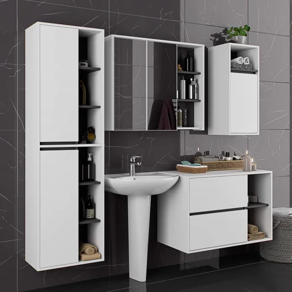 Ak furniture Závěsná koupelnová skříňka VAMI 35 cm bílá/šedý grafit