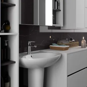 Ak furniture Závěsná koupelnová skříňka VAMI 35 cm bílá/šedý grafit
