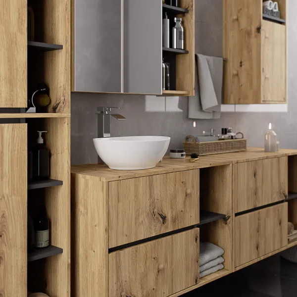 Ak furniture Závěsná koupelnová skříňka VAMI 35 cm dub artisan/šedý grafit