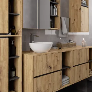 Ak furniture Závěsná koupelnová skříňka VAMI 35 cm dub artisan/šedý grafit