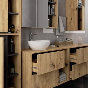 Ak furniture Závěsná koupelnová skříňka VAMI 35 cm dub artisan/šedý grafit