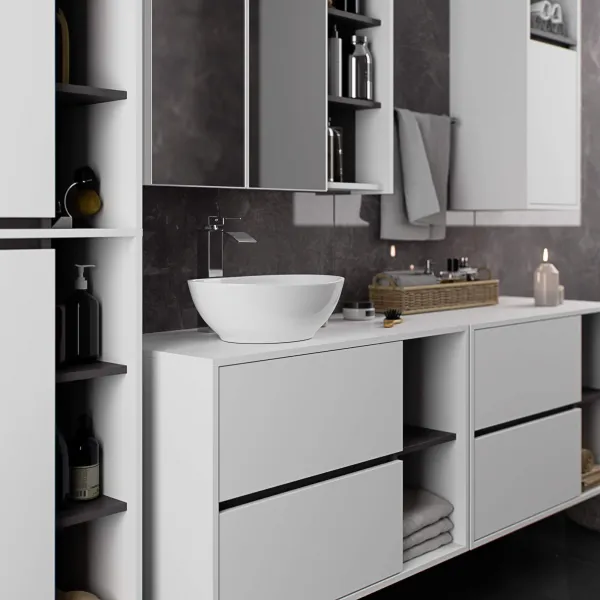 Ak furniture Závěsná koupelnová skříňka VAMI 35 cm bílá/šedý grafit