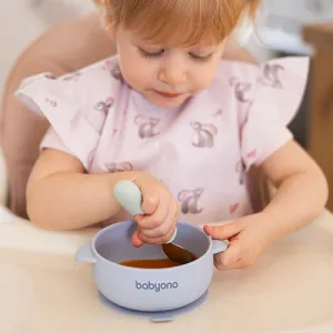 BABYONO Miska silikónová s prísavkou a viečkom modrá 6m+