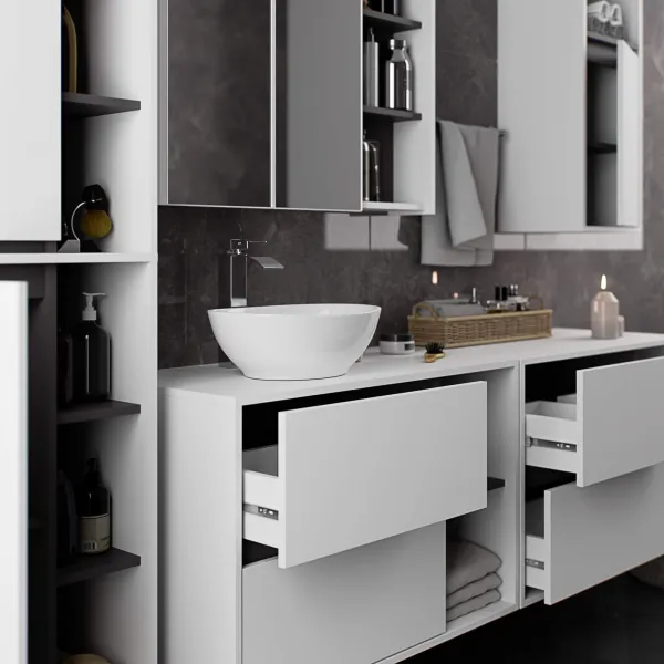 Ak furniture Závěsná koupelnová skříňka VAMI 35 cm bílá/šedý grafit