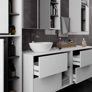 Ak furniture Závěsná koupelnová skříňka VAMI 35 cm bílá/šedý grafit