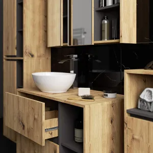 Ak furniture Závěsná koupelnová skříňka VAMI 35 cm dub artisan/šedý grafit