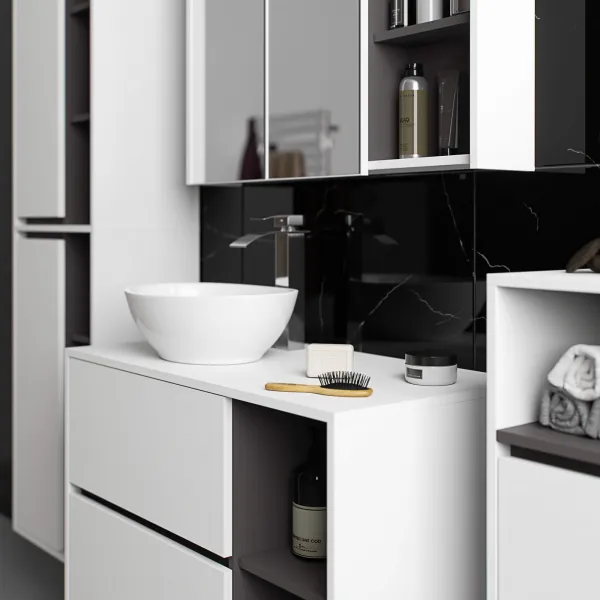 Ak furniture Závěsná koupelnová skříňka VAMI 35 cm bílá/šedý grafit