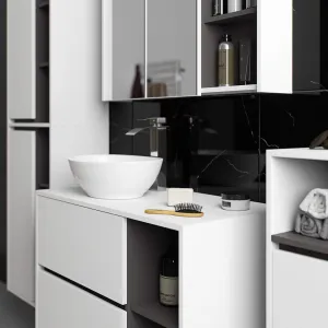 Ak furniture Závěsná koupelnová skříňka VAMI 35 cm bílá/šedý grafit