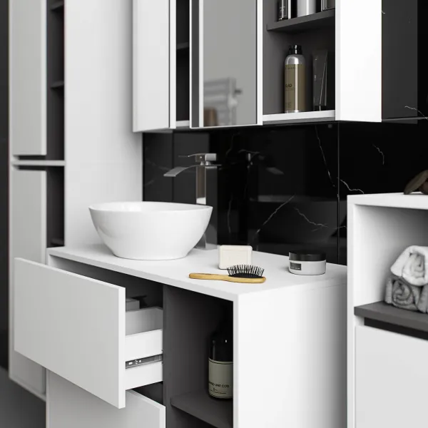Ak furniture Závěsná koupelnová skříňka VAMI 35 cm bílá/šedý grafit
