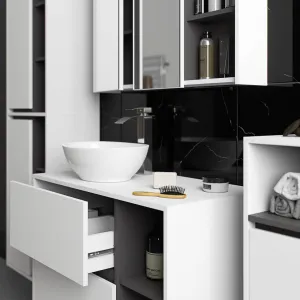 Ak furniture Závěsná koupelnová skříňka VAMI 35 cm bílá/šedý grafit