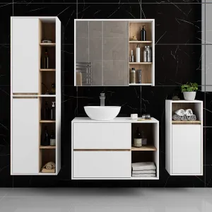 Ak furniture Závěsná koupelnová skříňka VAMI 35 cm bílá/dub sonoma