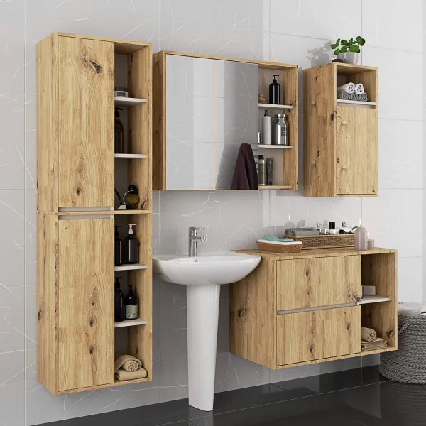 Ak furniture Závěsná koupelnová skříňka VAMI 35 cm dub artisan/kašmírová