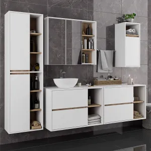 Ak furniture Závěsná koupelnová skříňka VAMI 35 cm bílá/dub sonoma