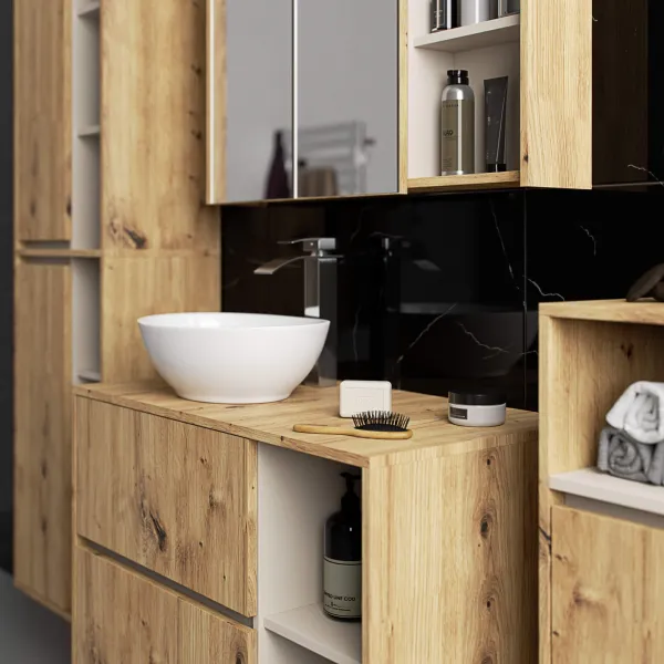 Ak furniture Závěsná koupelnová skříňka VAMI 35 cm dub artisan/kašmírová