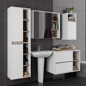 Ak furniture Závěsná koupelnová skříňka VAMI 35 cm bílá/dub sonoma