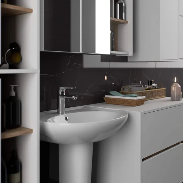 Ak furniture Závěsná koupelnová skříňka VAMI 35 cm bílá/dub sonoma