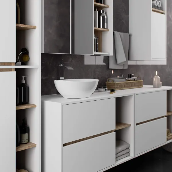 Ak furniture Závěsná koupelnová skříňka VAMI 35 cm bílá/dub sonoma