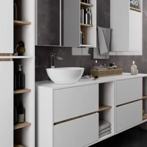Ak furniture Závěsná koupelnová skříňka VAMI 35 cm bílá/dub sonoma