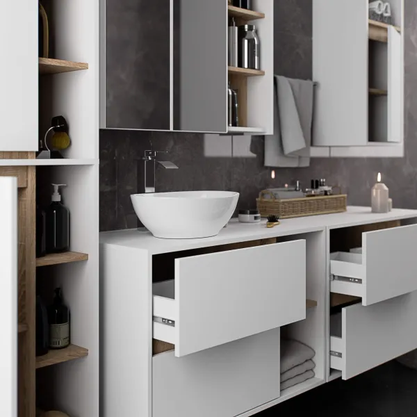 Ak furniture Závěsná koupelnová skříňka VAMI 35 cm bílá/dub sonoma