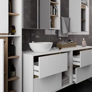 Ak furniture Závěsná koupelnová skříňka VAMI 35 cm bílá/dub sonoma