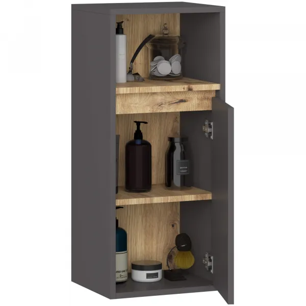 Ak furniture Závěsná koupelnová skříňka VAMI 35 cm šedý grafit/dub artisan